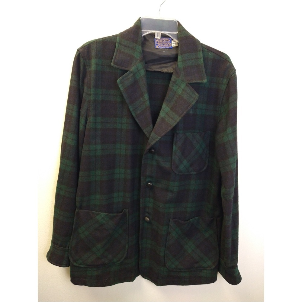 Pendleton Heritage Womens M Black Watch Blazer Button Up Oversized 70's Pockets